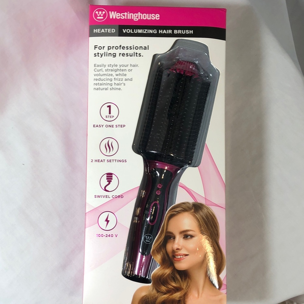 Heated Volumizing Hair Brush - Black and Pink, New in Original Box